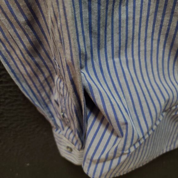 H&M Mens Button Up Shirt Gray/Blue Size XL 100% Cotton Long Sleeve Collar - Picture 11 of 12